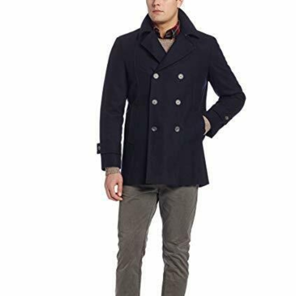 Tommy Hilfiger Mens Brady Double-Breasted Pea-Coat